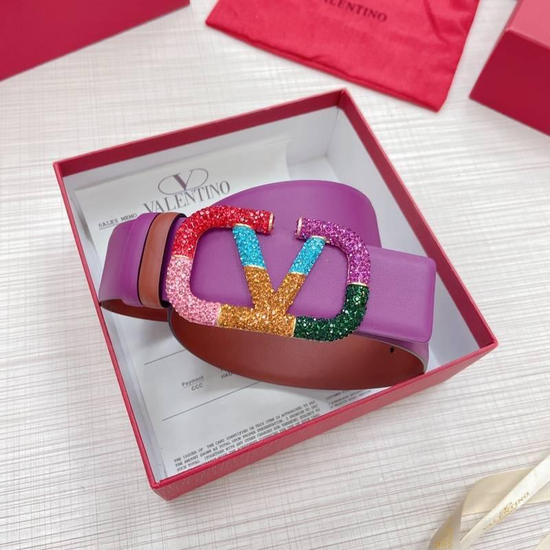 VALENTINO GARAVANI V logo Rainbow Reversible Leather Belt 'Brown/Purple' Banlieue91