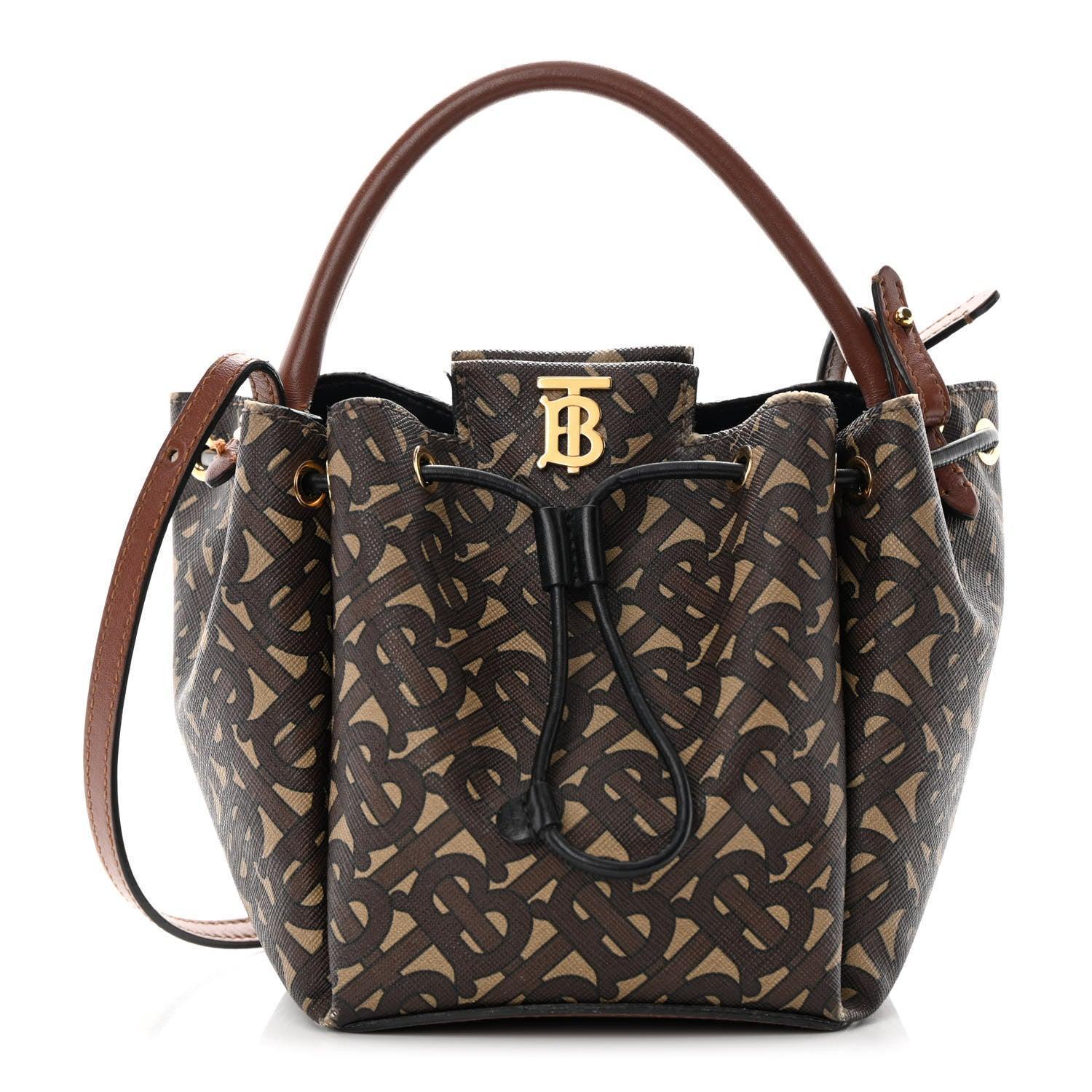 Burberry E-canvas Monogram TB Bucket Bag Bridle Banlieue91