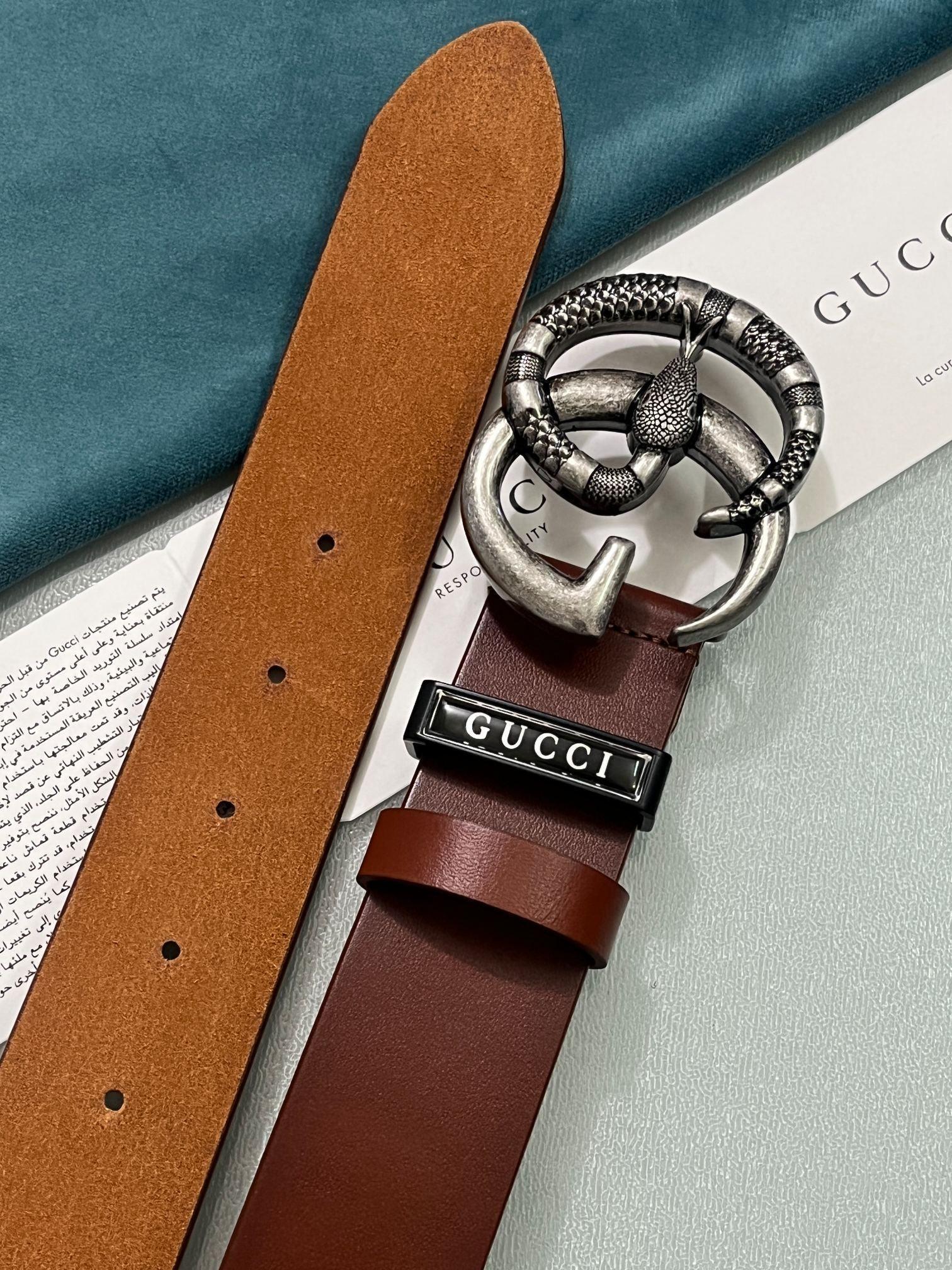 GUCCI Embellished coated-canvas and leather belt 'Brown' Banlieue91