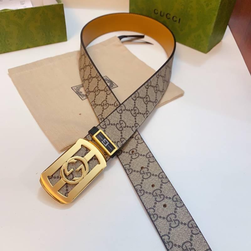 GUCCI Embellished coated-canvas and leather belt 'Beige' Banlieue91