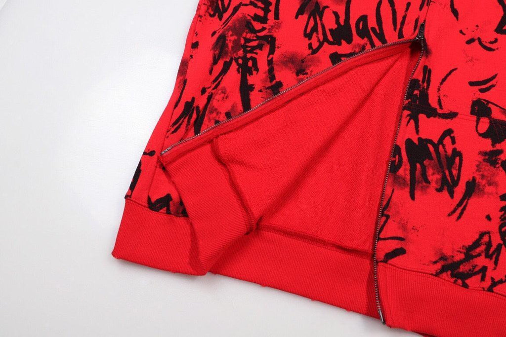 Balenciaga Skater Graffiti Zip Up Hoodie Red Banlieue91