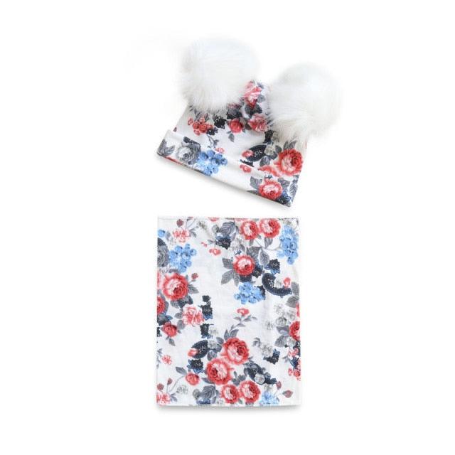 Baby Cotton Hat  Autumn Winter Children Scarf Hat Sets  Bowknot Ear Baby Girl Boy Warm Beanies Cap Neck Warmer Scarf Fleece Balaclava Hood Ski Mask Cold Weather Face Mask Neck Warmer Winter Nose Warmer Stevvex