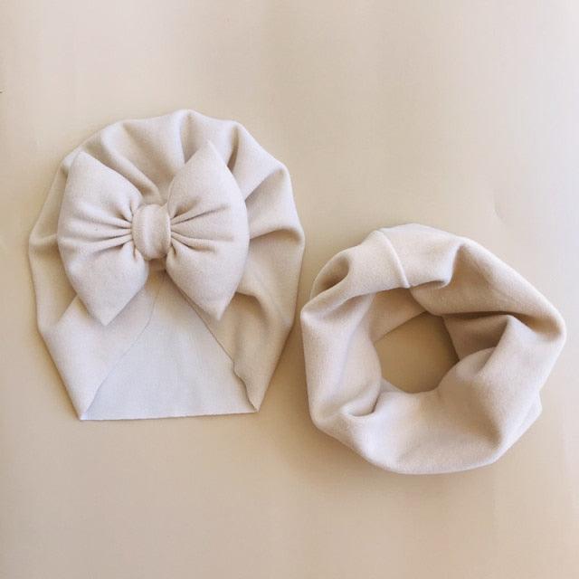 Baby Cotton Hat  Autumn Winter Children Scarf Hat Sets  Bowknot Ear Baby Girl Boy Warm Beanies Cap Neck Warmer Scarf Fleece Balaclava Hood Ski Mask Cold Weather Face Mask Neck Warmer Winter Nose Warmer Stevvex