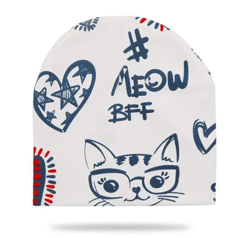 Baby Knit Cotton Cartoon Printed Baby Caps For Boys And Girls For Autumn And Winter Soft And Warm Cap Stevvex
