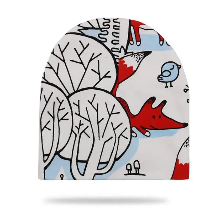 Baby Knit Cotton Cartoon Printed Baby Caps For Boys And Girls For Autumn And Winter Soft And Warm Cap Stevvex