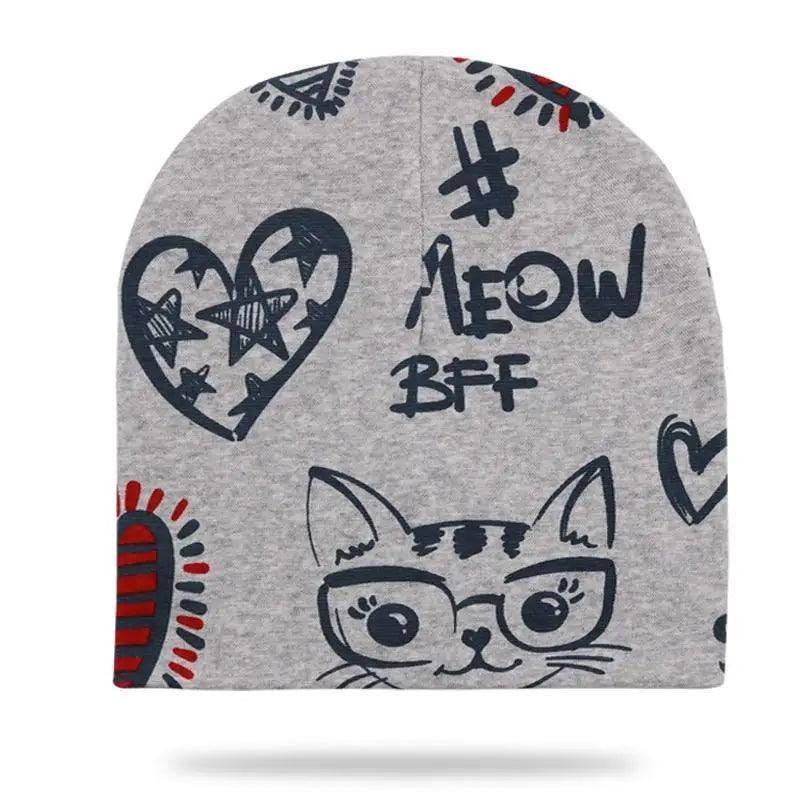 Baby Knit Cotton Cartoon Printed Baby Caps For Boys And Girls For Autumn And Winter Soft And Warm Cap Stevvex