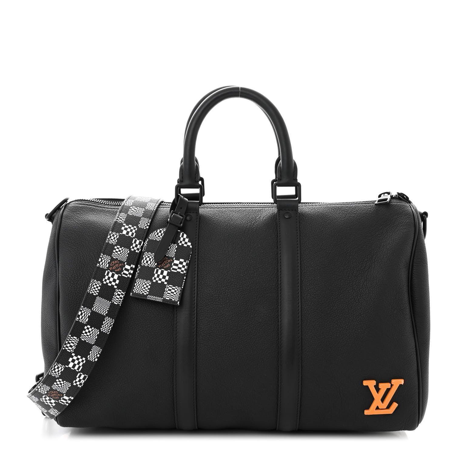 Louis Vuitton  Calfskin Damier Distorted Keepall Bandouliere 40 Black Banlieue91