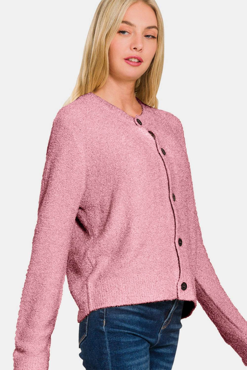 Zenana Button Down Long Sleeve Sweater Women Cardigan