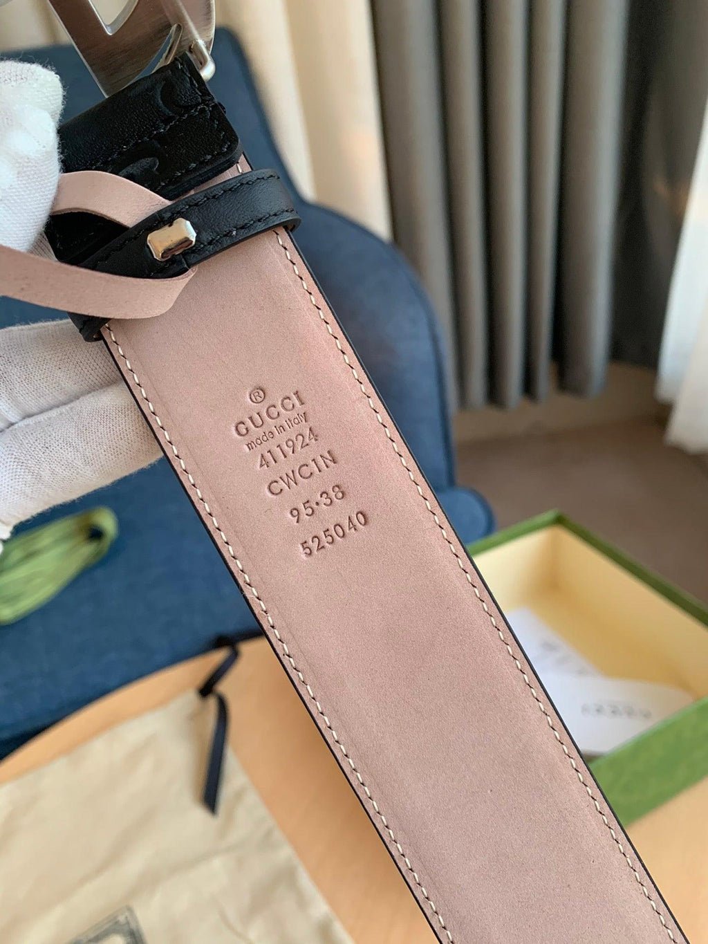 GUCCI Embellished coated-canvas and leather belt 'Black' Banlieue91