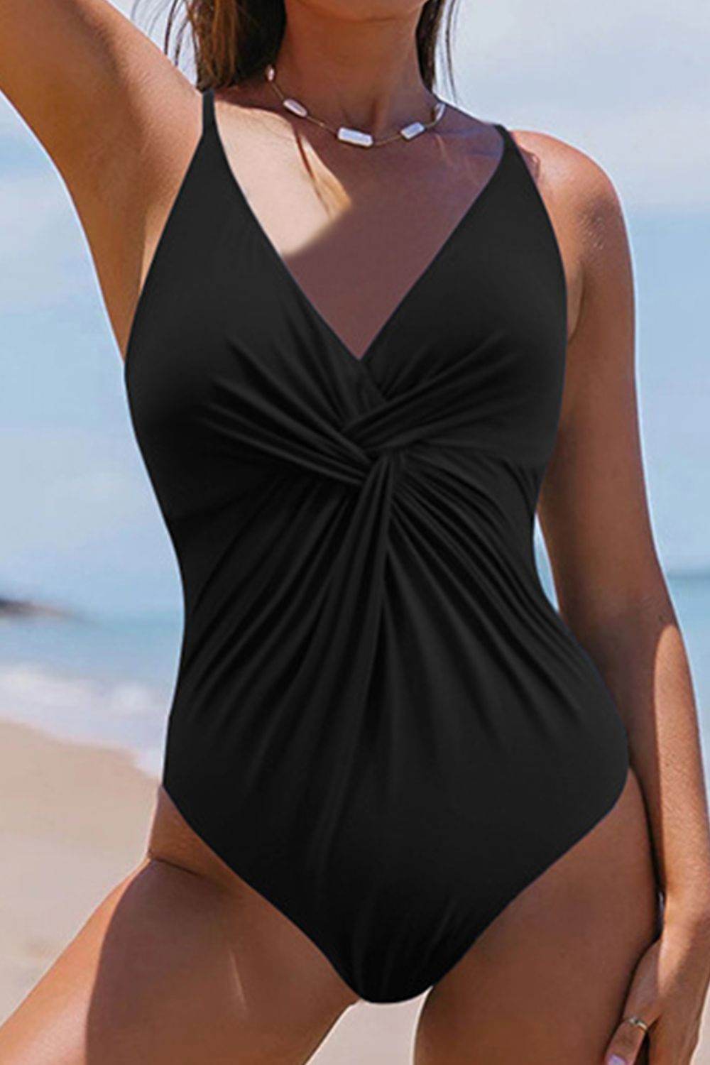 Twisted Crisscross V-Neck One-Piece Women Swimwear