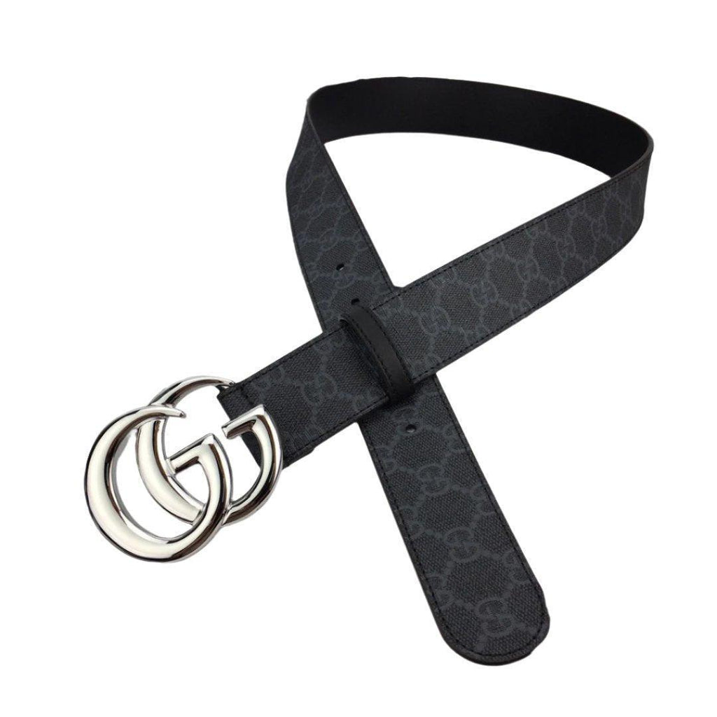 GUCCI Embellished coated-canvas and leather belt 'Black' Banlieue91