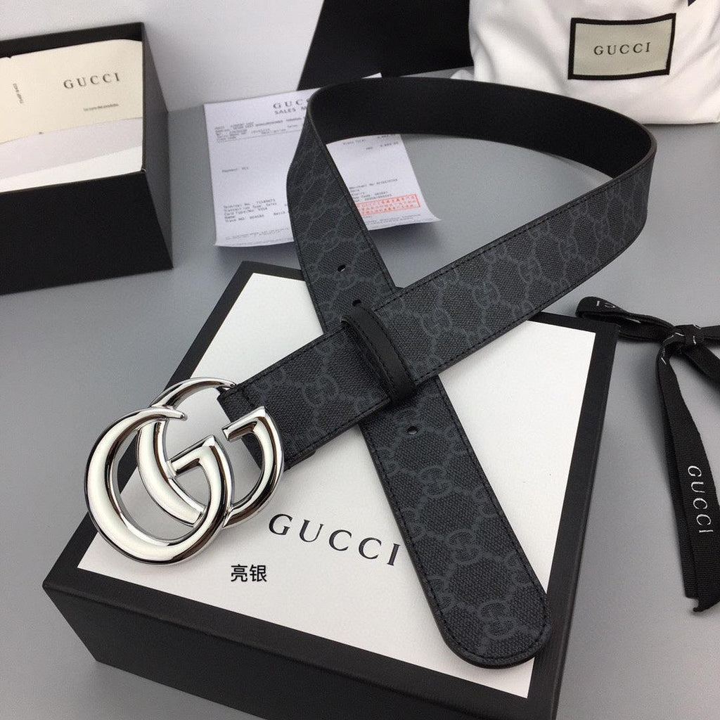 GUCCI Embellished coated-canvas and leather belt 'Black' Banlieue91