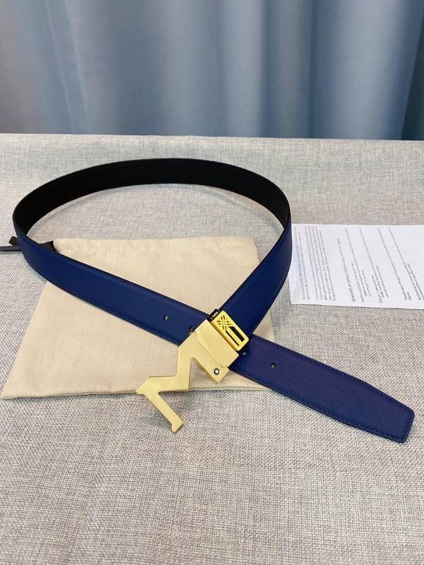 Montblanc M Buckle Reversible Leather Belt 'Black/Blue' Banlieue91