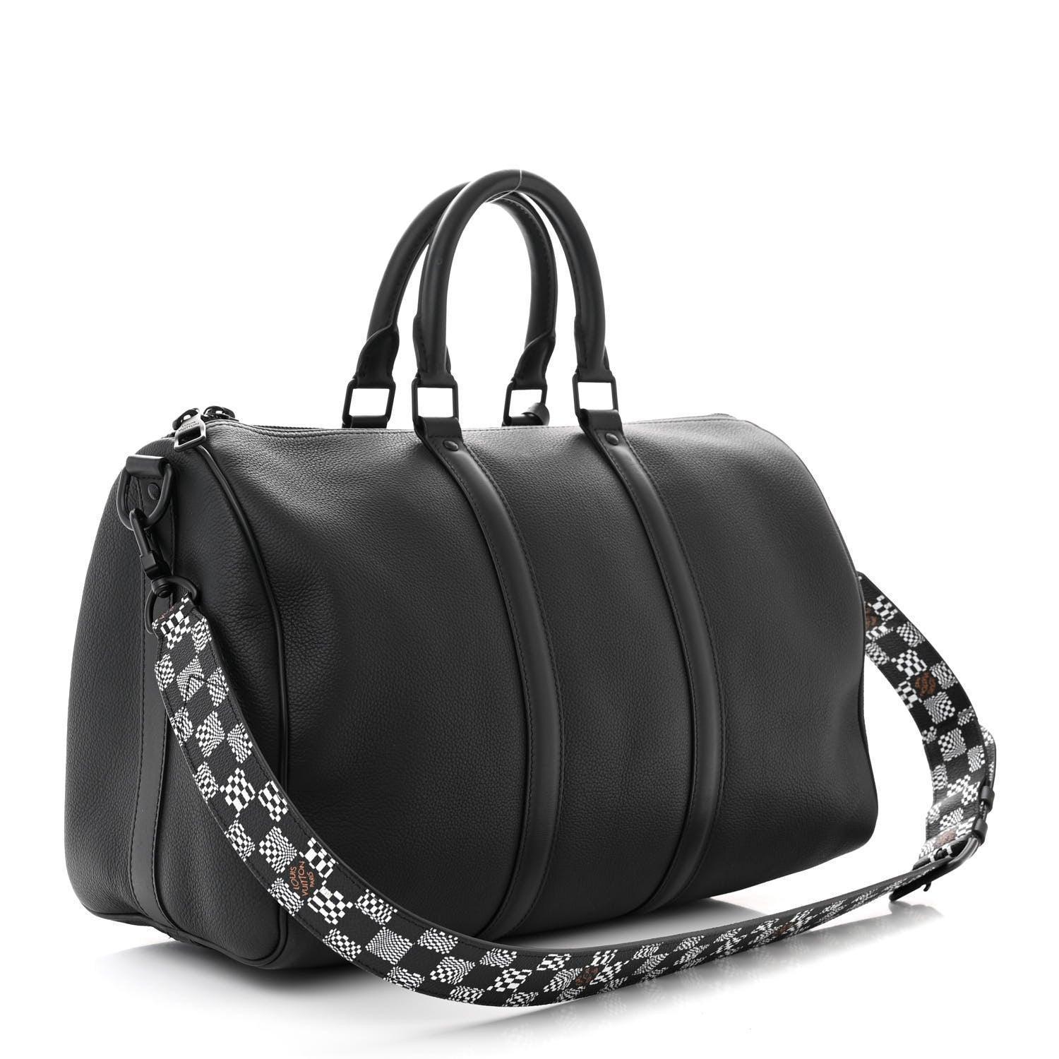 Louis Vuitton  Calfskin Damier Distorted Keepall Bandouliere 40 Black Banlieue91