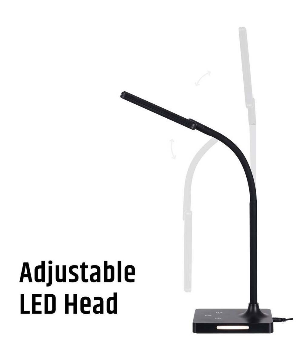 Brilli 21"H Charge Up Circadian LED Desk Lamp Black Finish with Touch Switch, Night Light on Base LampsUSA