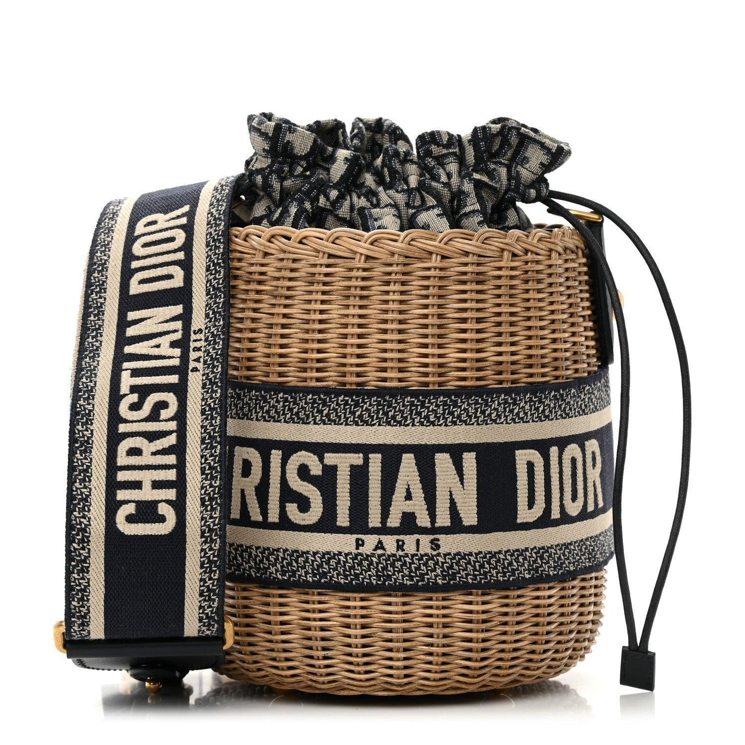 Christian Dior Wicker Oblique Drawstring Bucket Bag Banlieue91