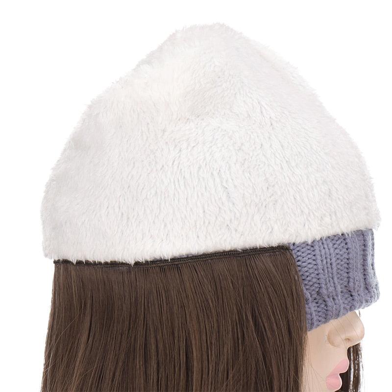 Beanie Hat Synthetic Short Wig Hat with Hair Extension Natural Hair Color Black Brown Wigs for Women Wool Product Wigs For Black Women Cosplay Wigs For Women Stevvex
