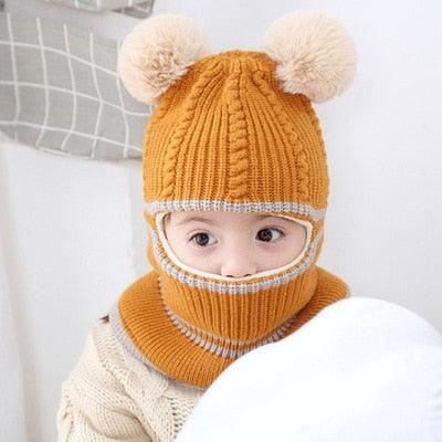 Beanies Baby Hat Pompon Winter Hat For Children Kids Balaclava Cap Knitted For Boys Girls Solid Color Warmer Beanie Caps Kids Winter Pompom Hat Knitted Ski Beanie Hat Double Pompom Beanie Cap for Girls Boys Kids Beanie Winter Hat Baby Kids Infant Toddler Stevvex