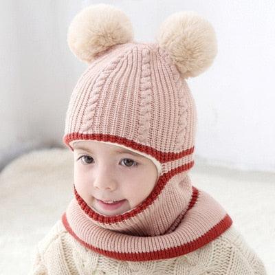 Beanies Baby Hat Pompon Winter Hat For Children Kids Balaclava Cap Knitted For Boys Girls Solid Color Warmer Beanie Caps Kids Winter Pompom Hat Knitted Ski Beanie Hat Double Pompom Beanie Cap for Girls Boys Kids Beanie Winter Hat Baby Kids Infant Toddler Stevvex
