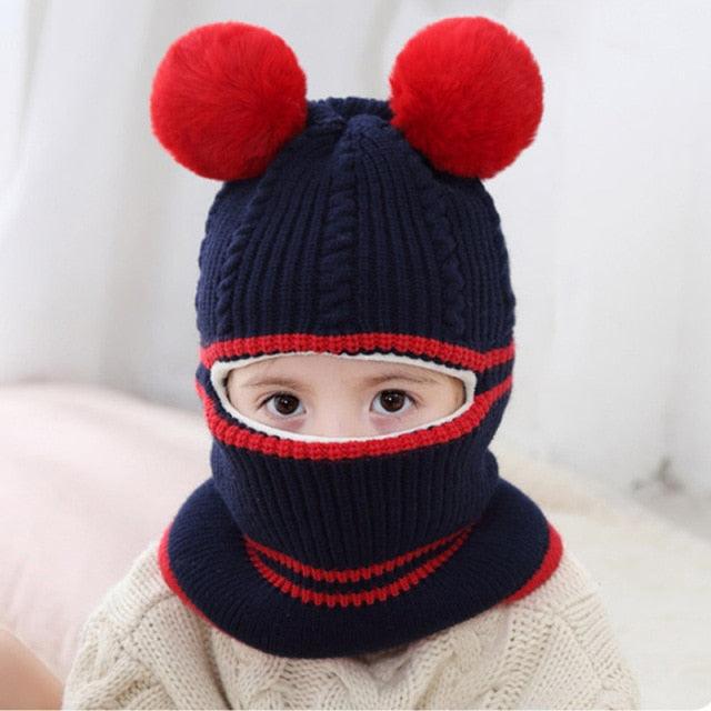 Beanies Baby Hat Pompon Winter Hat For Children Kids Balaclava Cap Knitted For Boys Girls Solid Color Warmer Beanie Caps Kids Winter Pompom Hat Knitted Ski Beanie Hat Double Pompom Beanie Cap for Girls Boys Kids Beanie Winter Hat Baby Kids Infant Toddler Stevvex