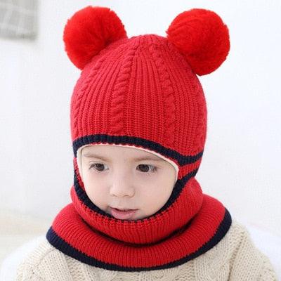 Beanies Baby Hat Pompon Winter Hat For Children Kids Balaclava Cap Knitted For Boys Girls Solid Color Warmer Beanie Caps Kids Winter Pompom Hat Knitted Ski Beanie Hat Double Pompom Beanie Cap for Girls Boys Kids Beanie Winter Hat Baby Kids Infant Toddler Stevvex