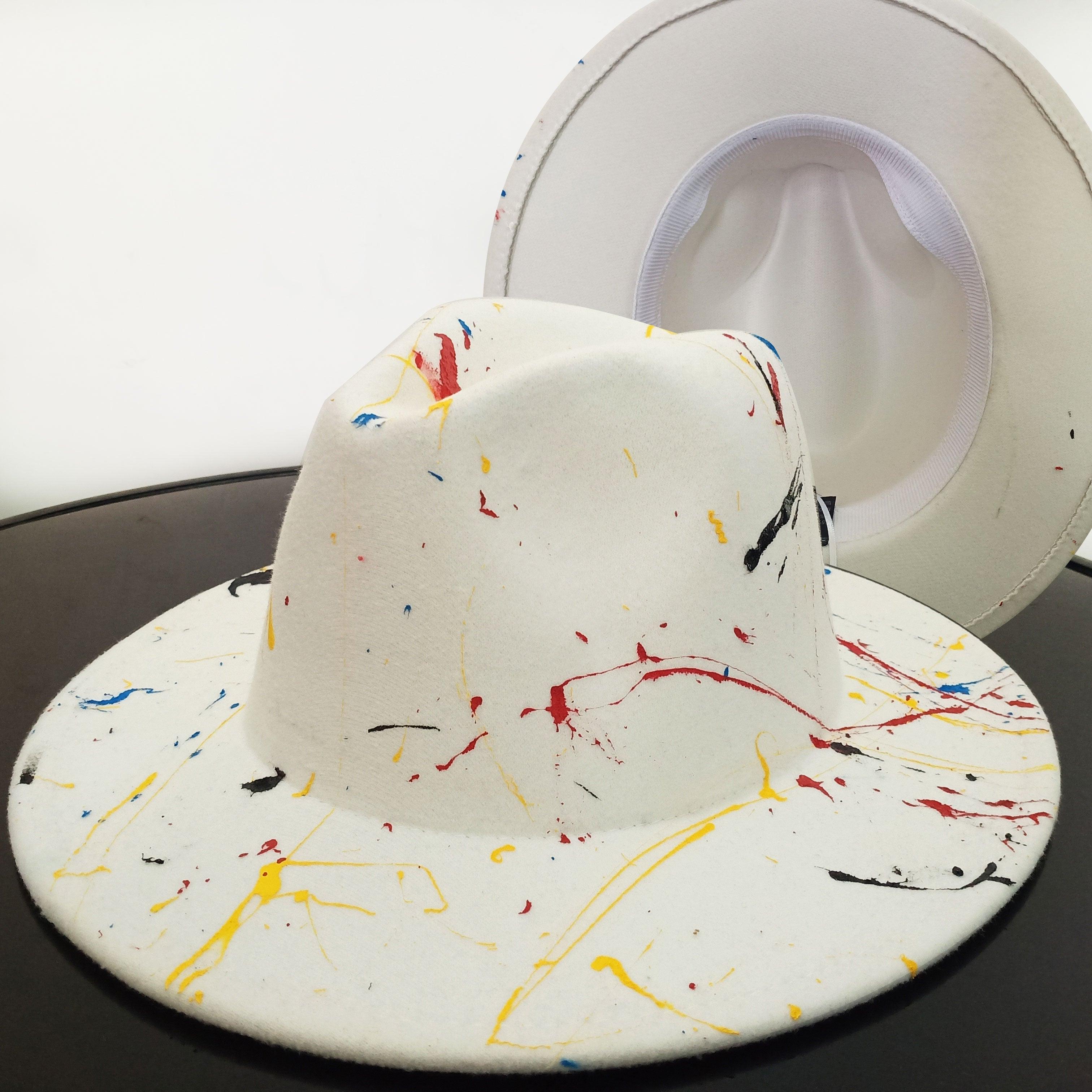 Beautiful Two Tone Luxury Fedora Hat Men's and Women's Hat Unique Retro Design Men's Fedoras Hat Colorful Fedoras Jazz Cap Elegant Soft Hat Wide Brim Party Hats 56-58CM Stevvex