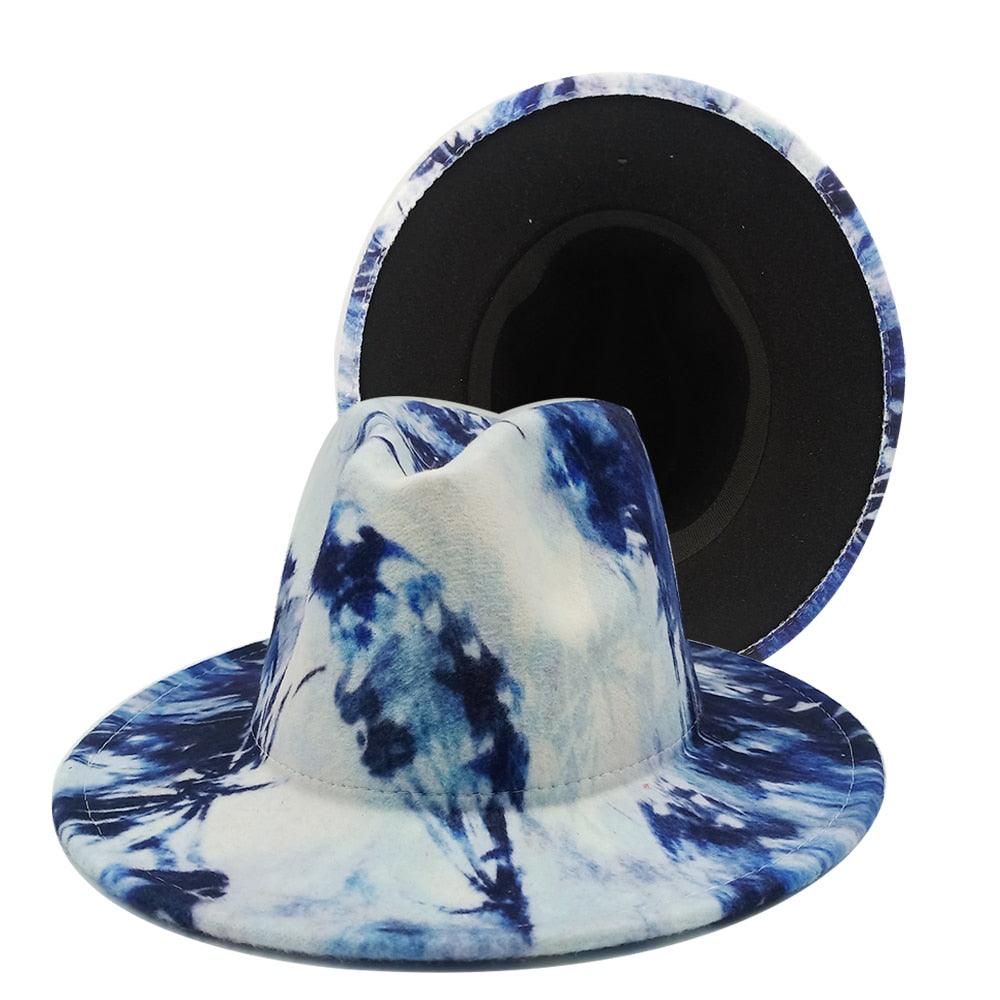 Beautiful Two Tone Luxury Fedora Hat Men's and Women's Hat Unique Retro Design Men's Fedoras Hat Colorful Fedoras Jazz Cap Elegant Soft Hat Wide Brim Party Hats 56-58CM Stevvex