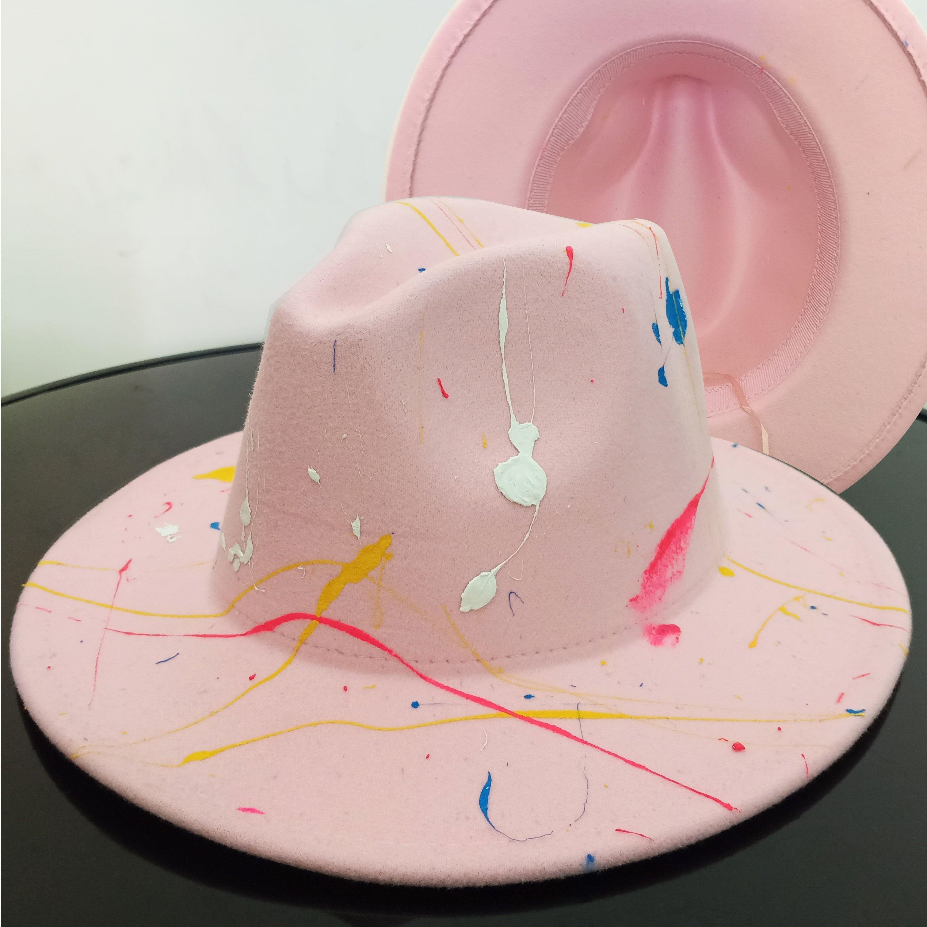 Beautiful Two Tone Luxury Fedora Hat Men's and Women's Hat Unique Retro Design Men's Fedoras Hat Colorful Fedoras Jazz Cap Elegant Soft Hat Wide Brim Party Hats 56-58CM Stevvex