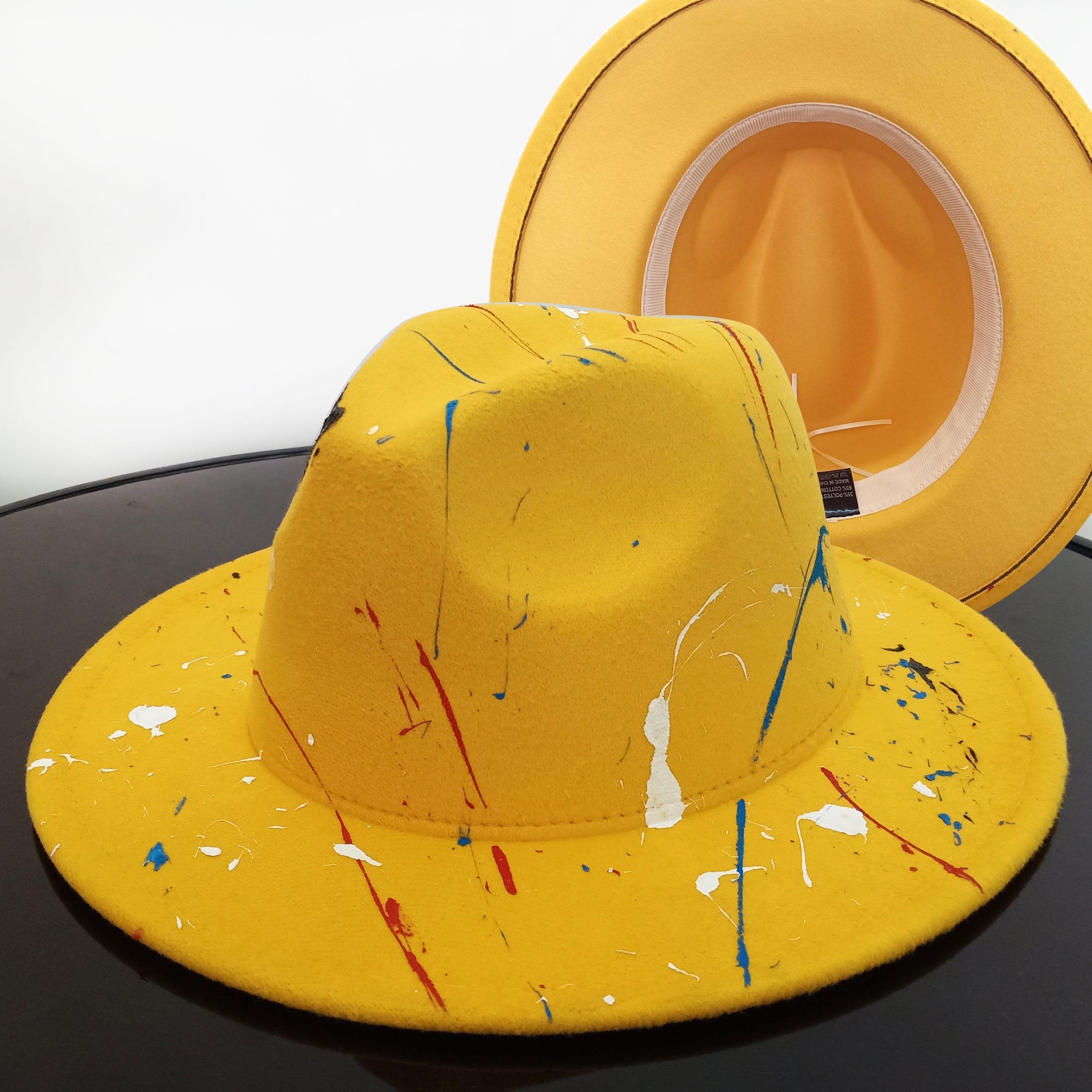Beautiful Two Tone Luxury Fedora Hat Men's and Women's Hat Unique Retro Design Men's Fedoras Hat Colorful Fedoras Jazz Cap Elegant Soft Hat Wide Brim Party Hats 56-58CM Stevvex
