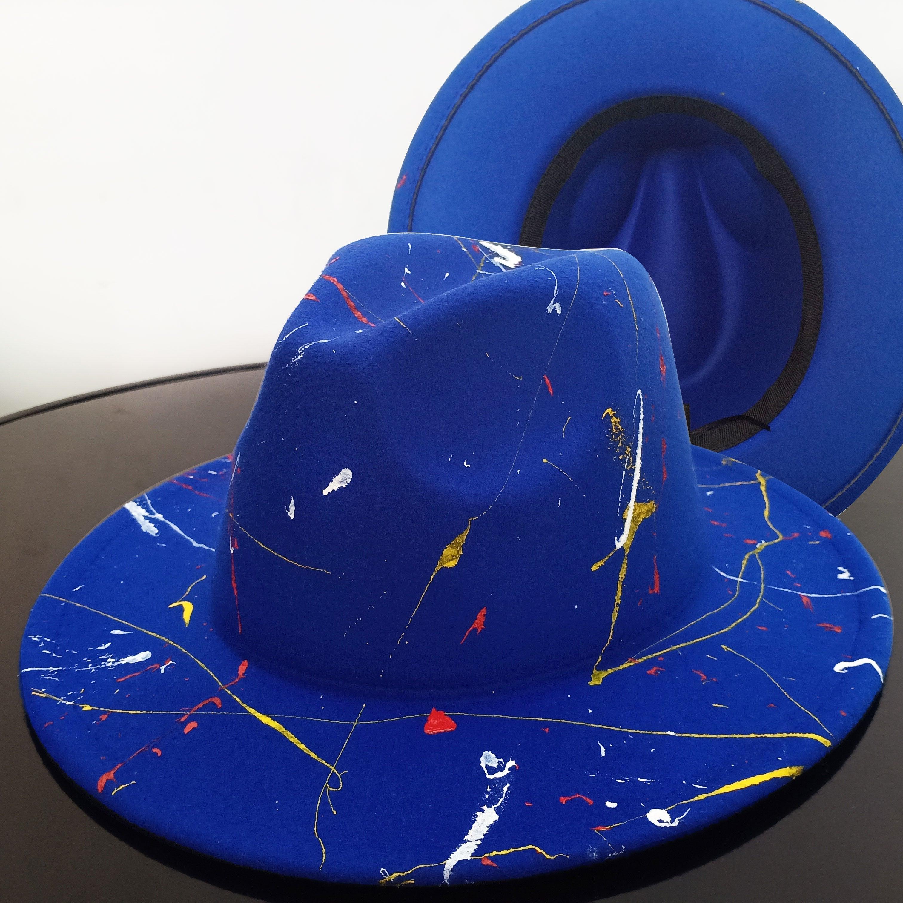 Beautiful Two Tone Luxury Fedora Hat Men's and Women's Hat Unique Retro Design Men's Fedoras Hat Colorful Fedoras Jazz Cap Elegant Soft Hat Wide Brim Party Hats 56-58CM Stevvex