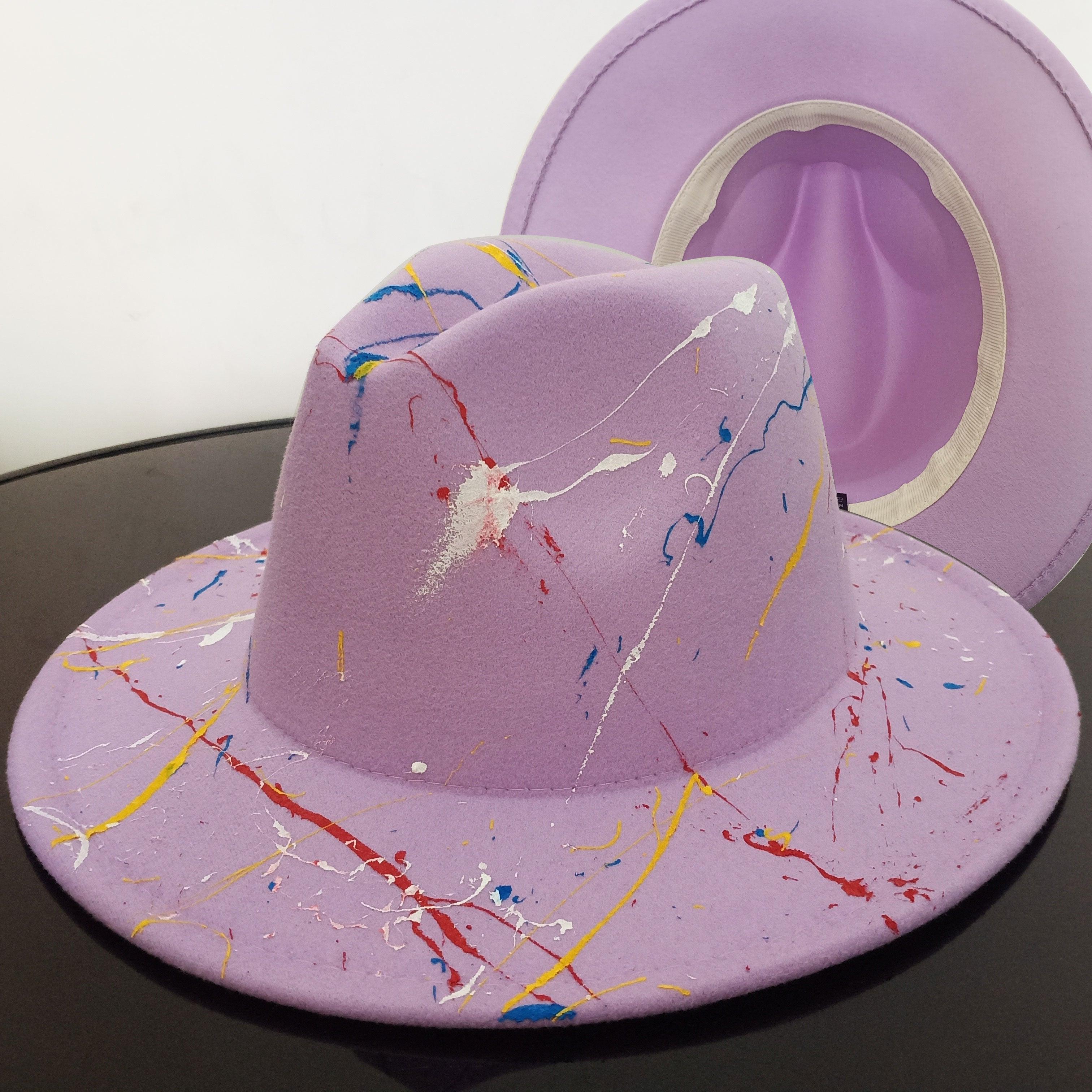 Beautiful Two Tone Luxury Fedora Hat Men's and Women's Hat Unique Retro Design Men's Fedoras Hat Colorful Fedoras Jazz Cap Elegant Soft Hat Wide Brim Party Hats 56-58CM Stevvex