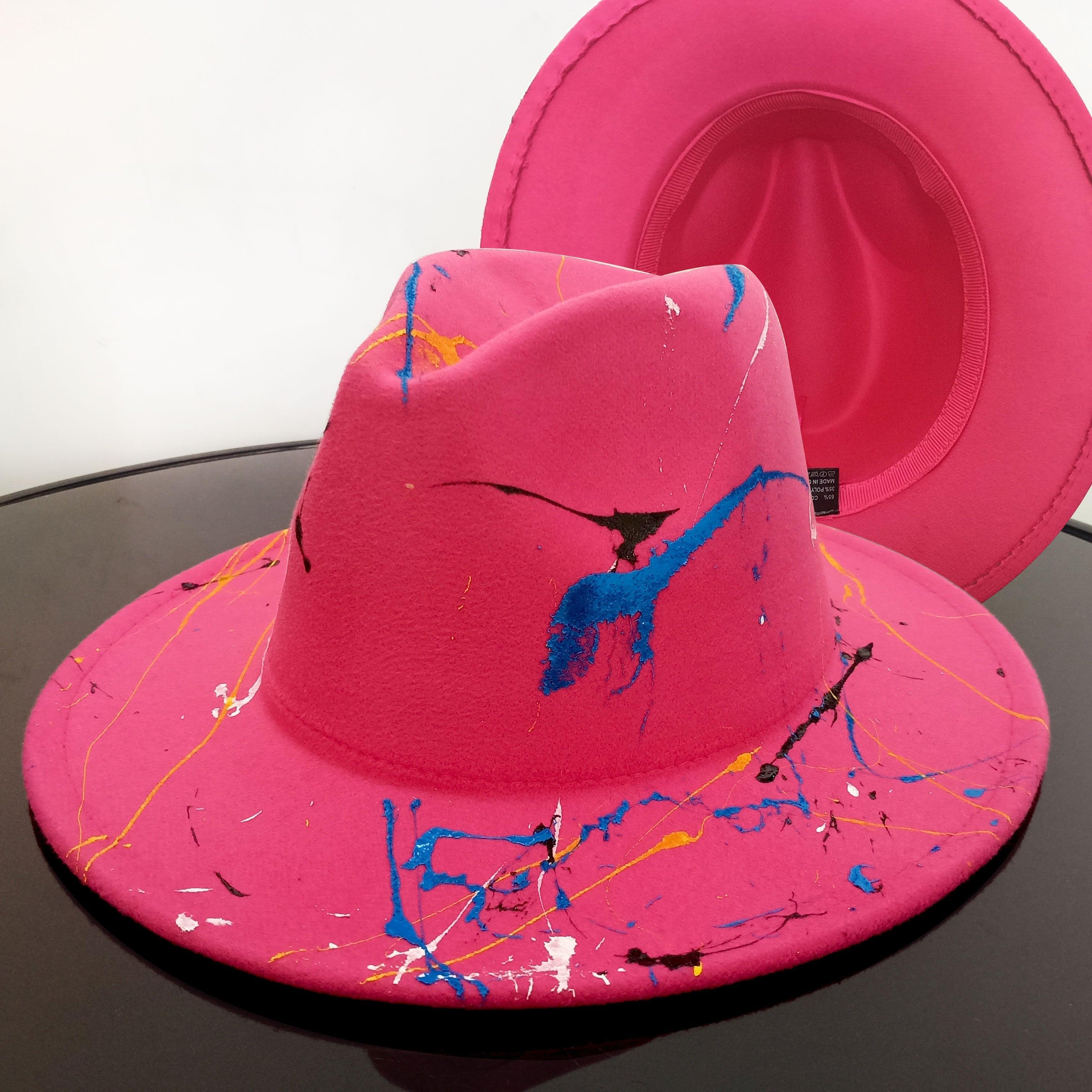 Beautiful Two Tone Luxury Fedora Hat Men's and Women's Hat Unique Retro Design Men's Fedoras Hat Colorful Fedoras Jazz Cap Elegant Soft Hat Wide Brim Party Hats 56-58CM Stevvex