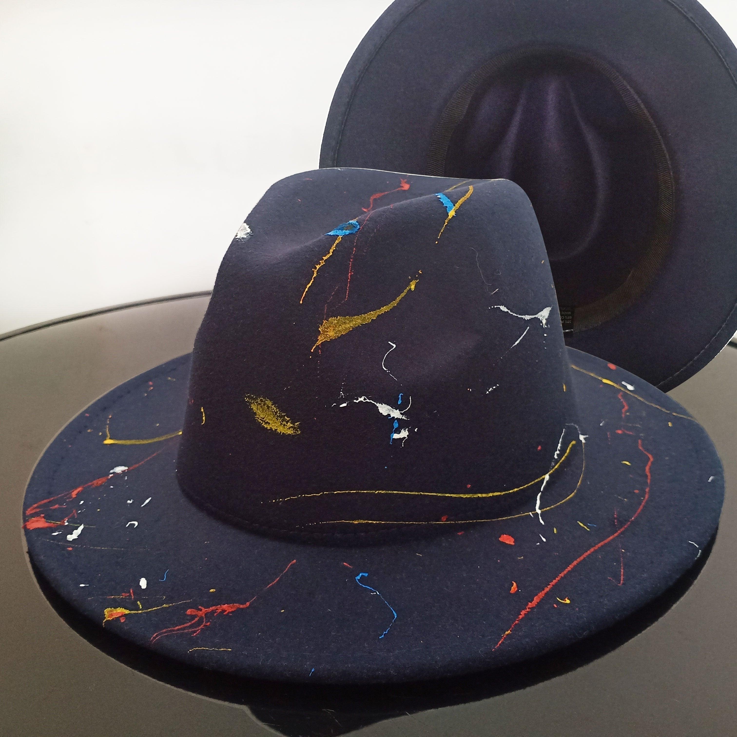 Beautiful Two Tone Luxury Fedora Hat Men's and Women's Hat Unique Retro Design Men's Fedoras Hat Colorful Fedoras Jazz Cap Elegant Soft Hat Wide Brim Party Hats 56-58CM Stevvex