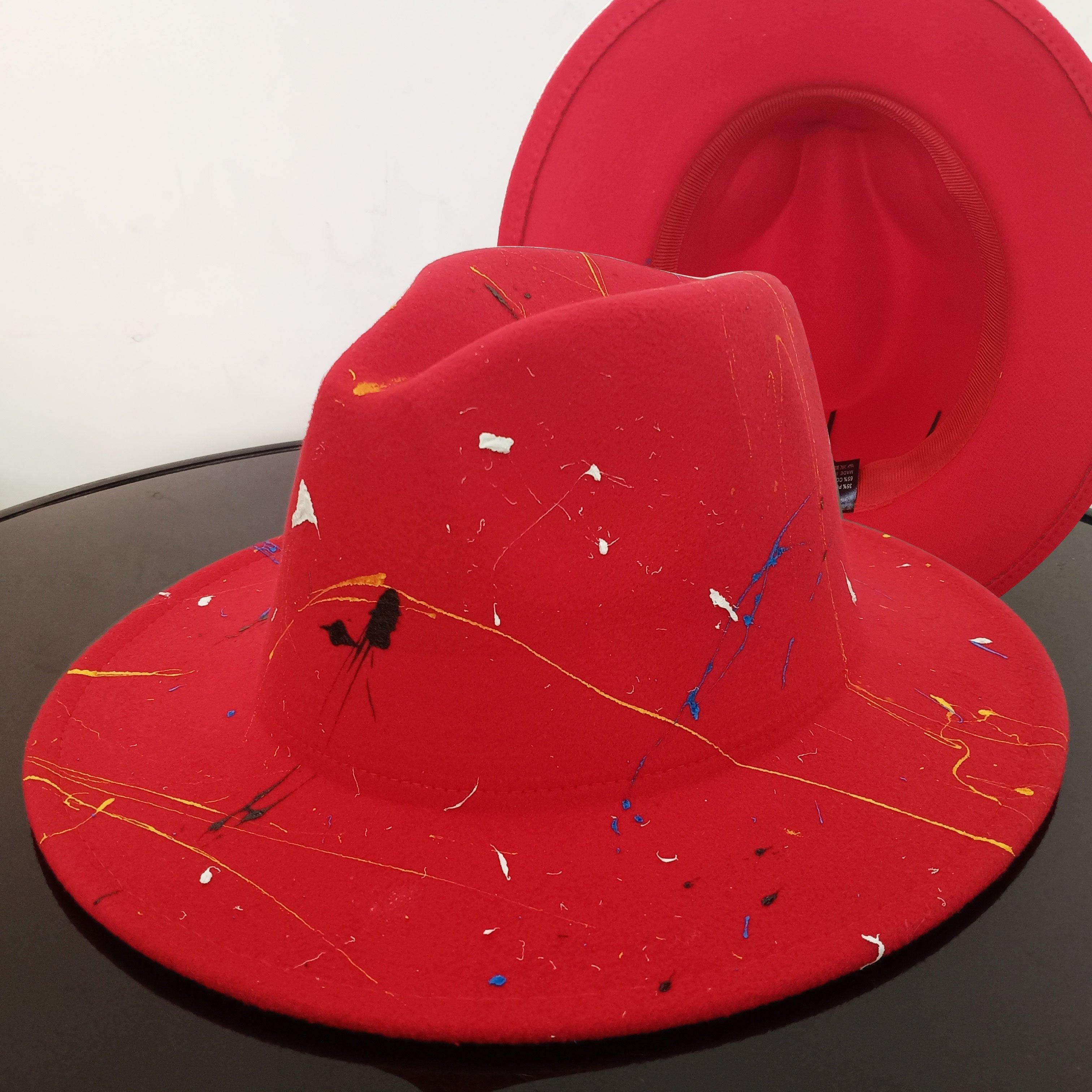 Beautiful Two Tone Luxury Fedora Hat Men's and Women's Hat Unique Retro Design Men's Fedoras Hat Colorful Fedoras Jazz Cap Elegant Soft Hat Wide Brim Party Hats 56-58CM Stevvex