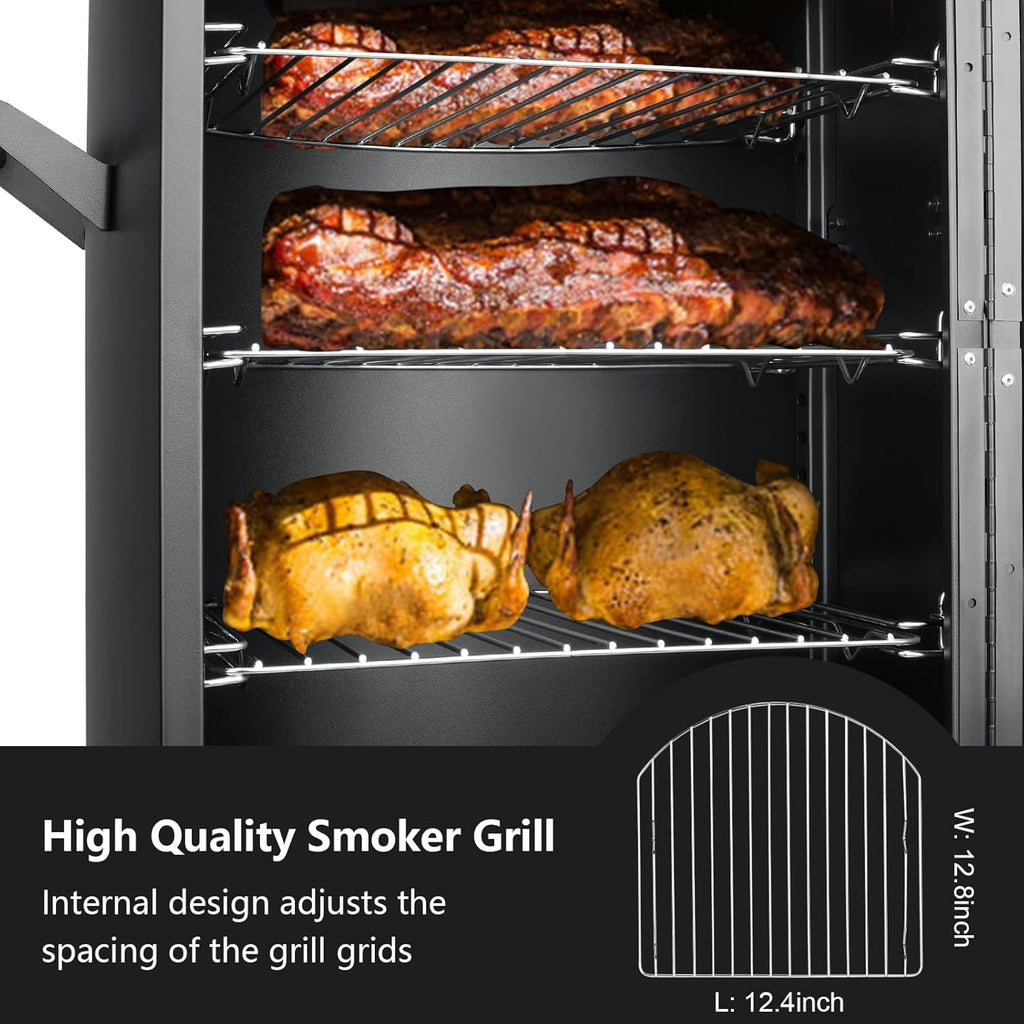 Vertical Propane Smoker With Black Industrial Cover