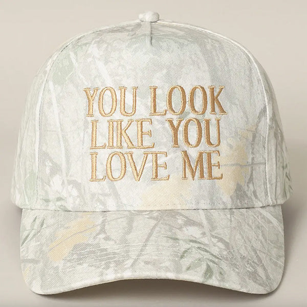 You Look Like You Love Me Embroidered Camo Trucker Hat Ivy + Cloth