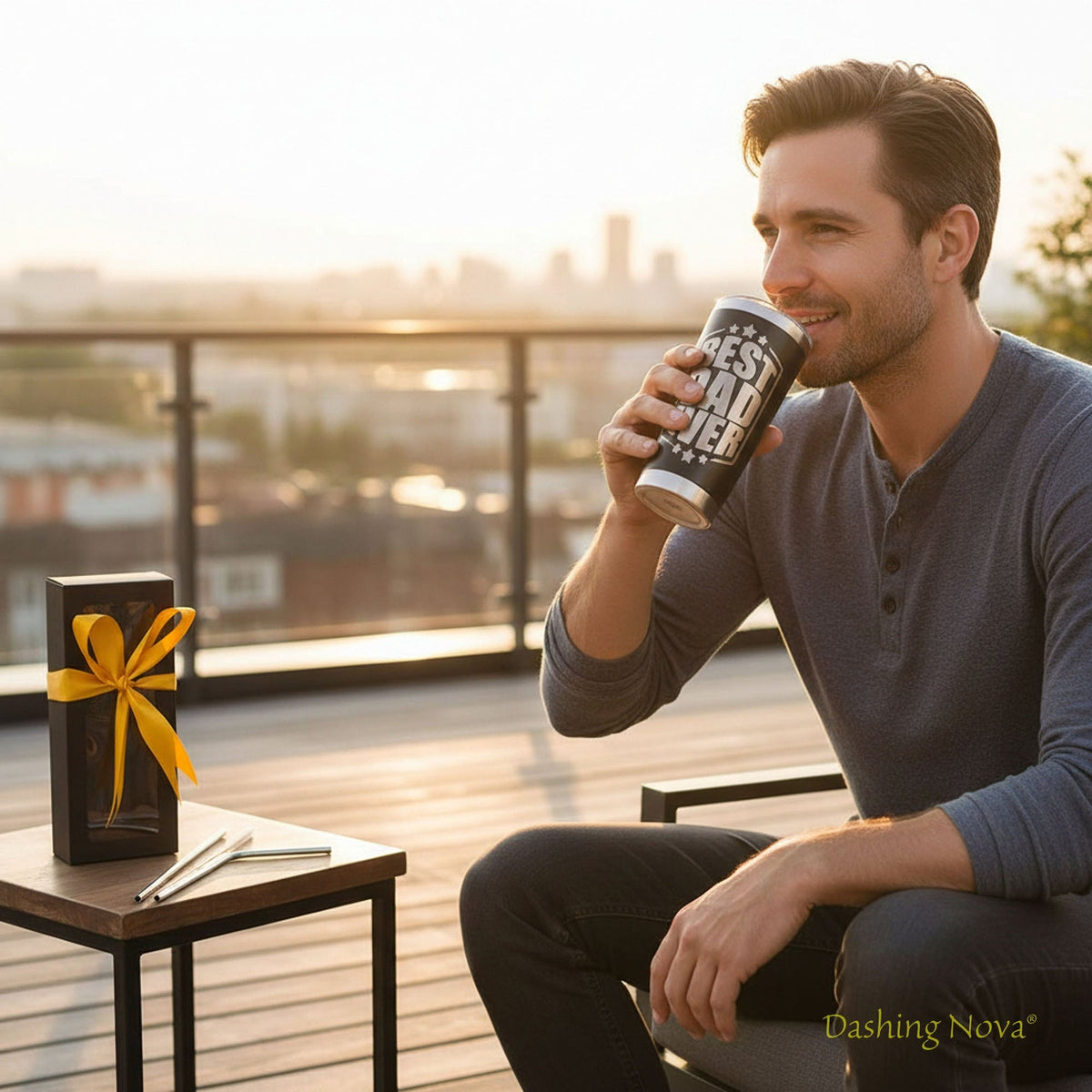 Personalized Best Dad Ever Nutrition Facts Tumbler 20oz Stainless Steel Coffee Cup Dashing Nova