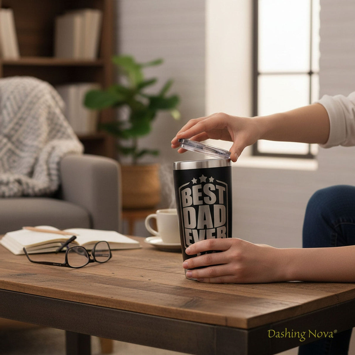 Personalized Best Dad Ever Nutrition Facts Tumbler 20oz Stainless Steel Coffee Cup Dashing Nova