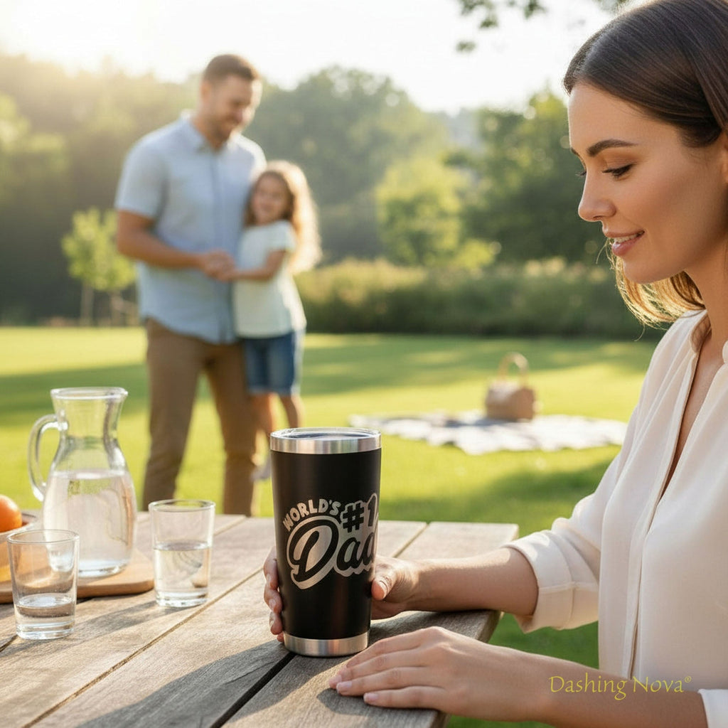 Personalized Best Dad Ever Nutrition Facts Tumbler 20oz Stainless Steel Coffee Cup Dashing Nova