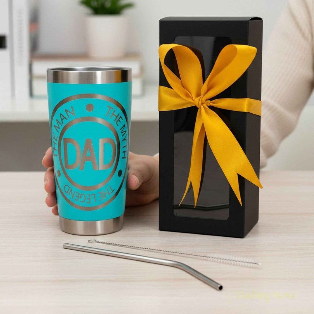 Personalized Best Dad Ever Nutrition Facts Tumbler 20oz Stainless Steel Coffee Cup Dashing Nova
