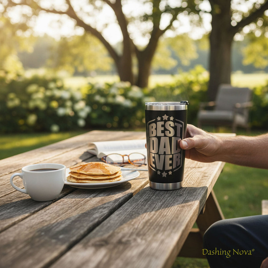 Personalized Best Dad Ever Nutrition Facts Tumbler 20oz Stainless Steel Coffee Cup