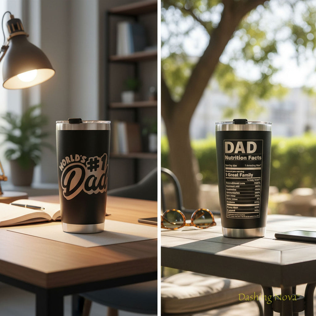 Personalized Best Dad Ever Nutrition Facts Tumbler 20oz Stainless Steel Coffee Cup