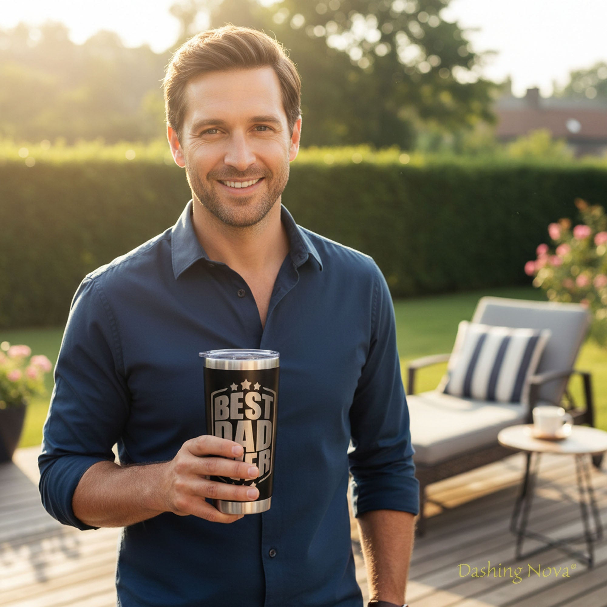 Personalized Best Dad Ever Nutrition Facts Tumbler 20oz Stainless Steel Coffee Cup