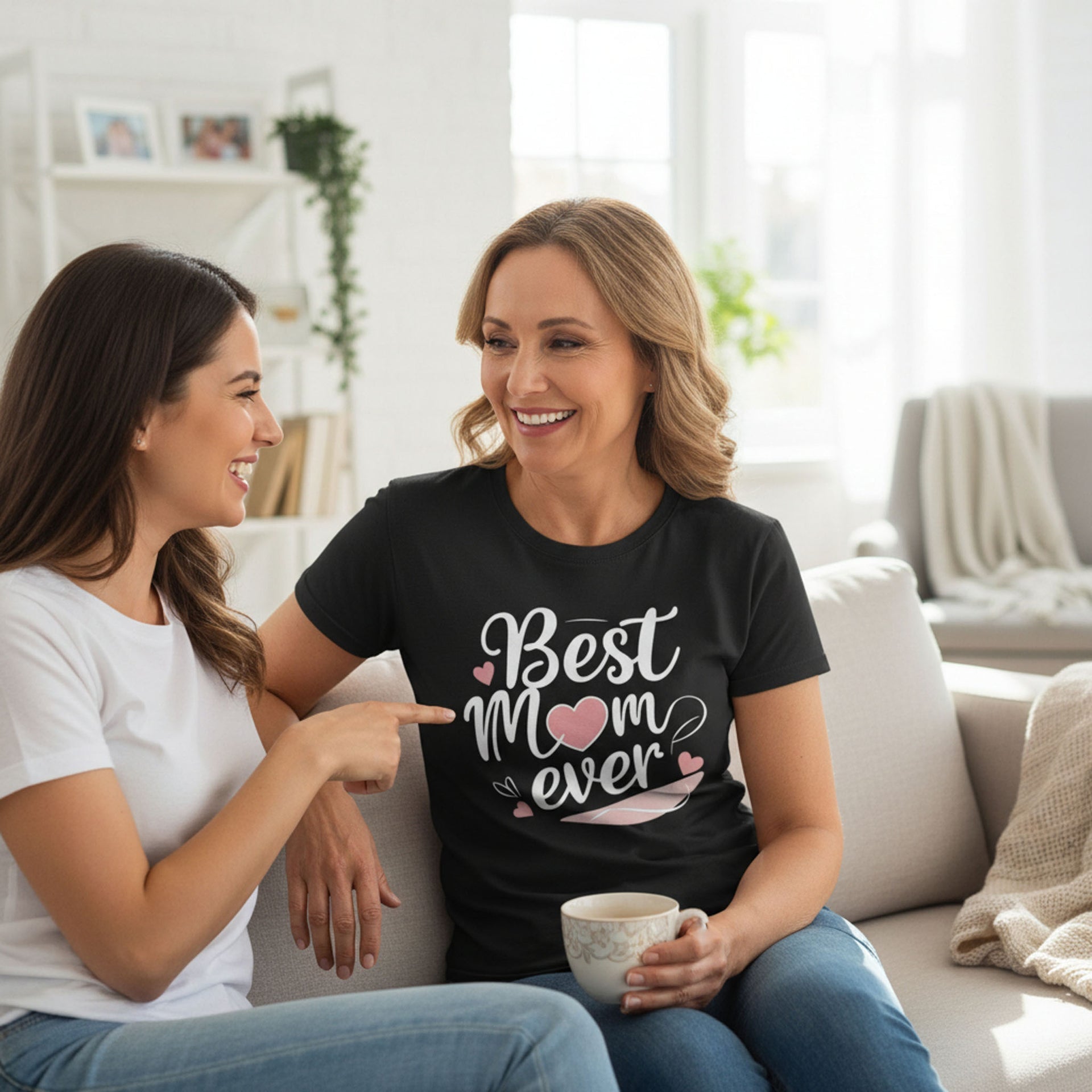 Cursive Graphic Best Mom Ever T-Shirt 100% Cotton Soft Breathable Top