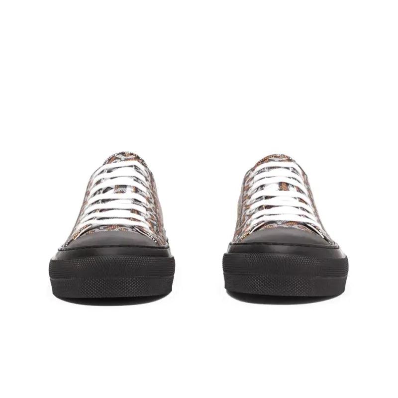 Burberry Monogram Pattern Low Top Black Orange Canvas Banlieue91