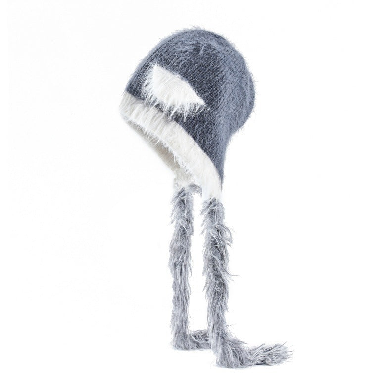 Cat Ears Mink Wool Ear-Protection Knitted Hat — Cozy Animal Ear Beanie FitiqueFit