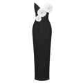 Black Backless Bandage White Floral Gown