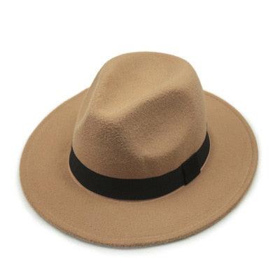 Black Fedora Hat Unisex Wide Brim Hat Autumn Winter Fedora Hat Wide Cap Winter Wool Classic Hat Men Elegant Gentleman Hat For Party Stevvex