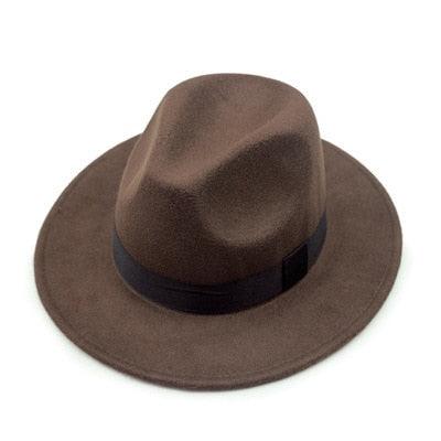 Black Fedora Hat Unisex Wide Brim Hat Autumn Winter Fedora Hat Wide Cap Winter Wool Classic Hat Men Elegant Gentleman Hat For Party Stevvex
