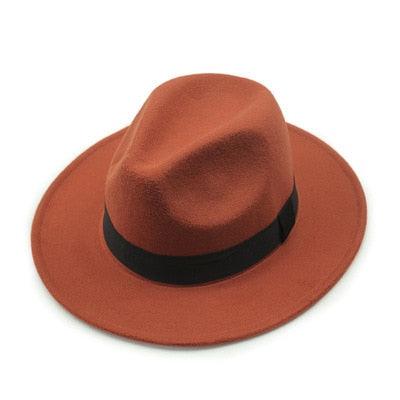 Black Fedora Hat Unisex Wide Brim Hat Autumn Winter Fedora Hat Wide Cap Winter Wool Classic Hat Men Elegant Gentleman Hat For Party Stevvex
